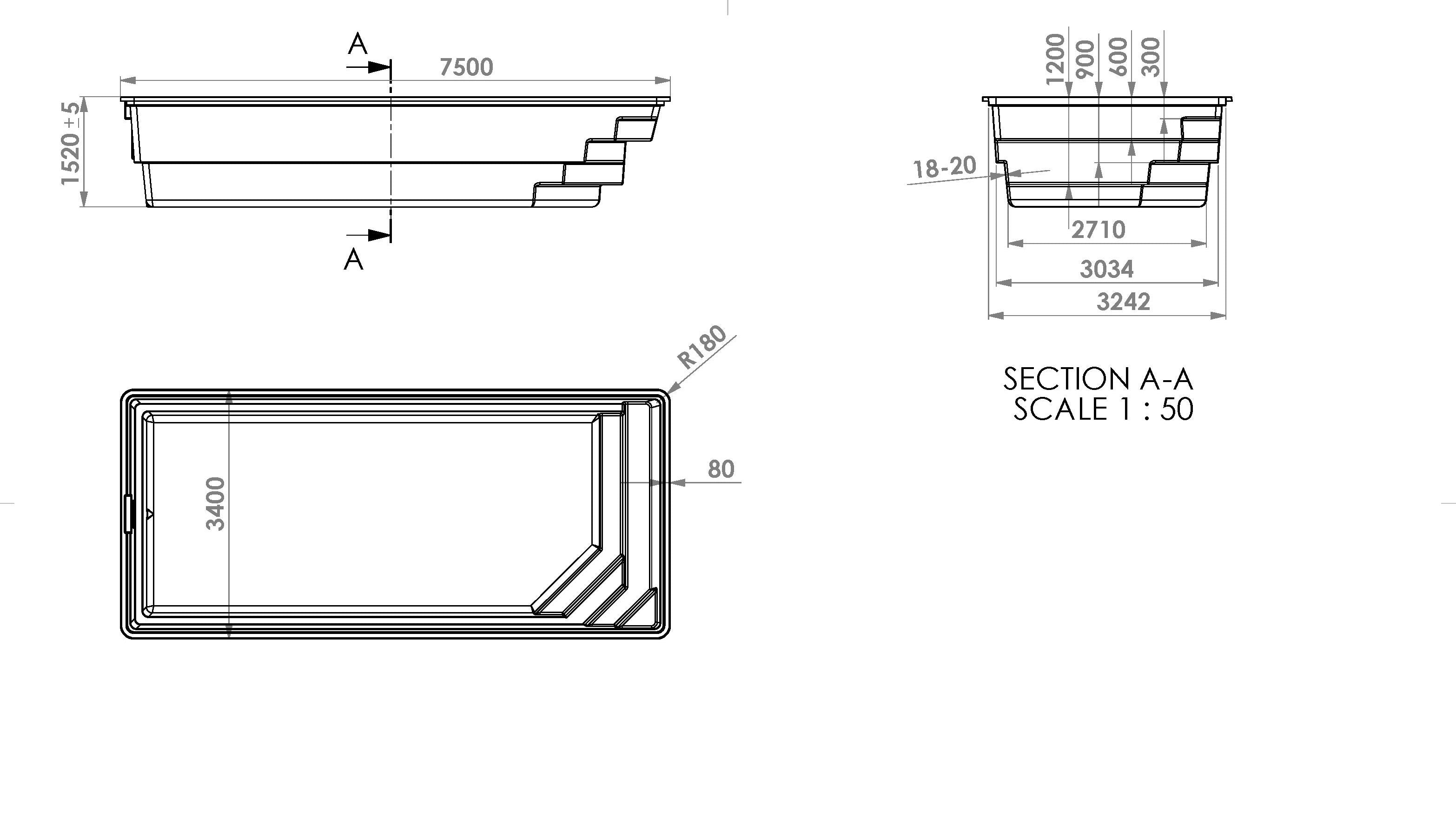 Glasfiberpool Delta Fristående