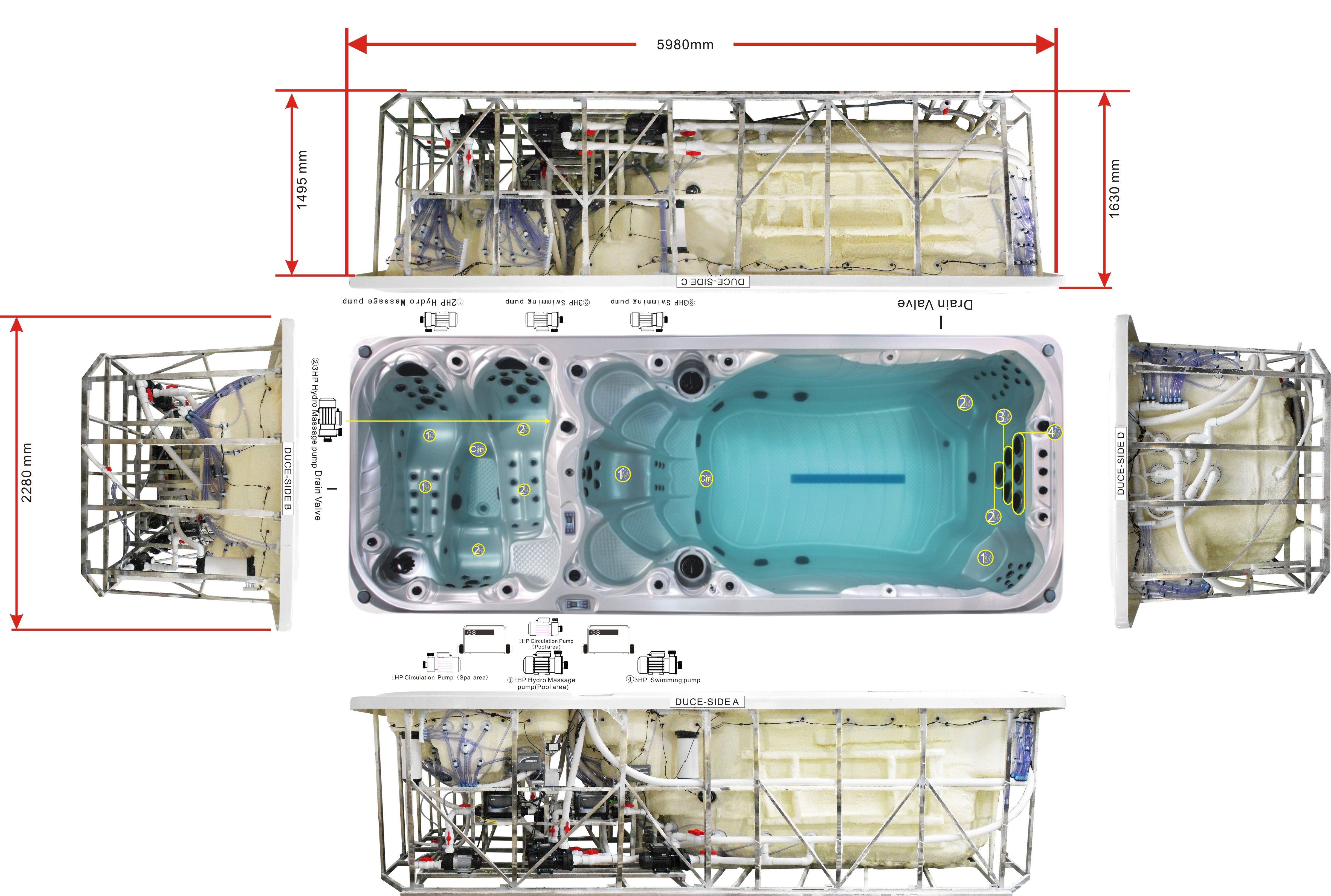 Swimspa | DUCE | (598x228x163/148cm)