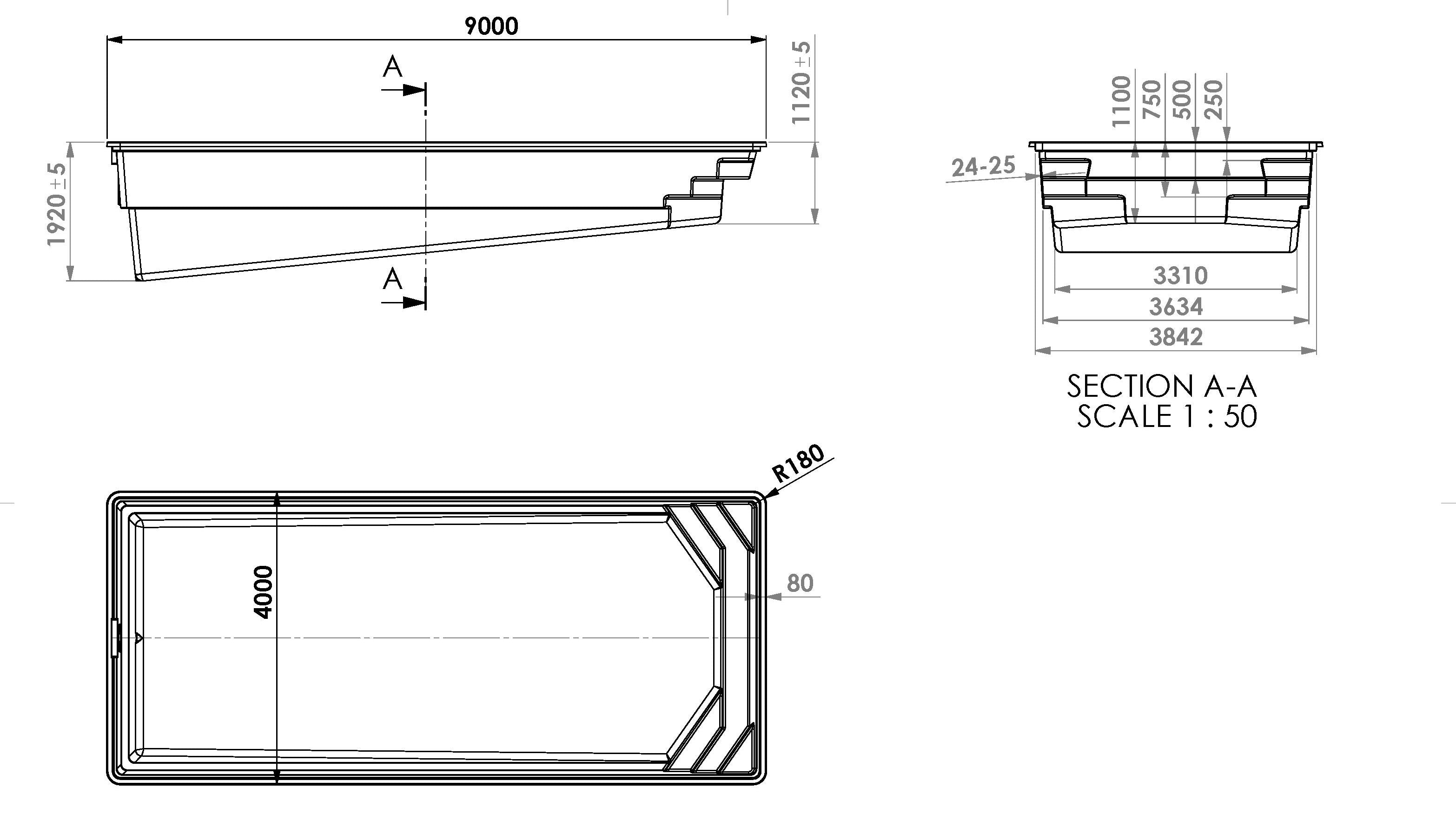 Glasfiberpool Marina (Djupdel)