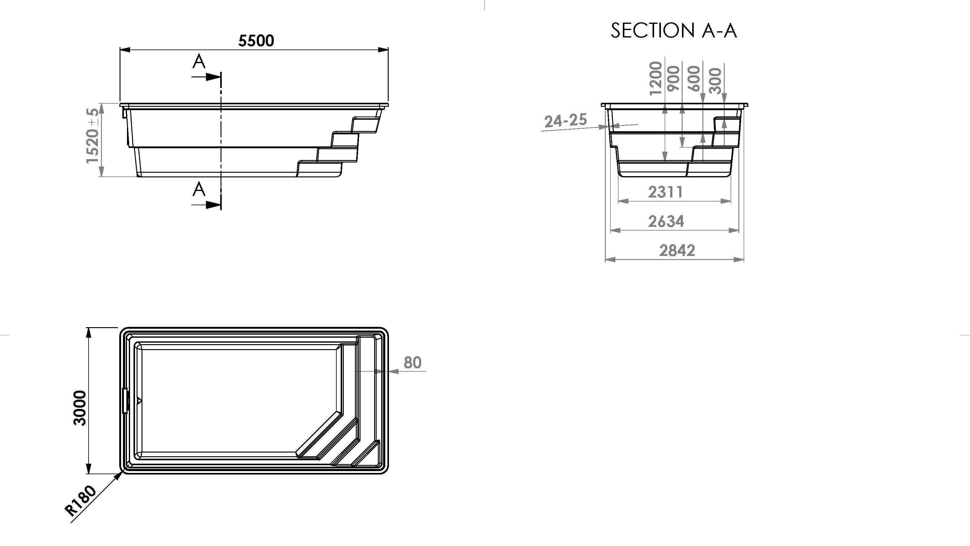 Glasfiberpool Delta Fristående