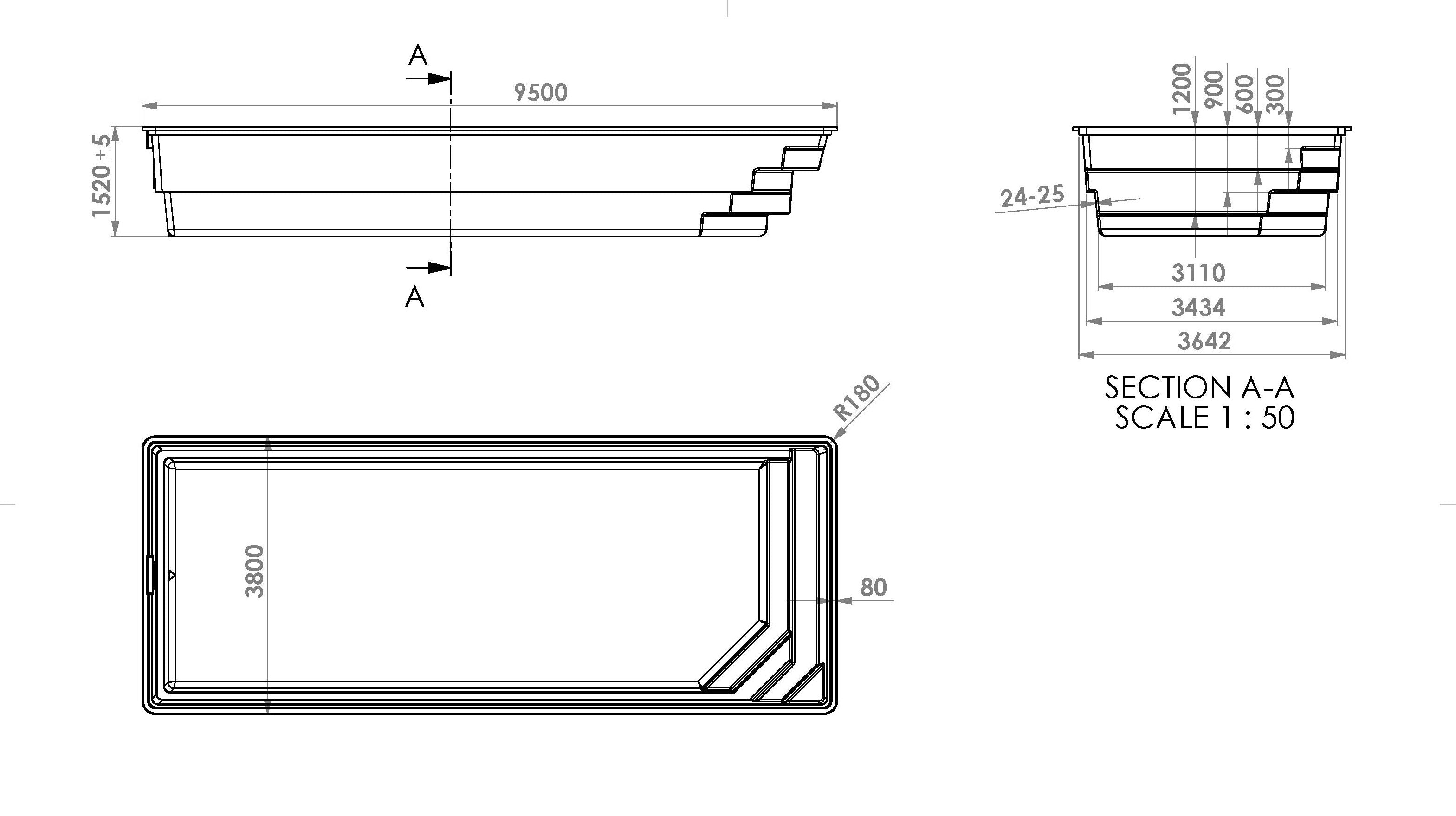 Glasfiberpool Delta Fristående